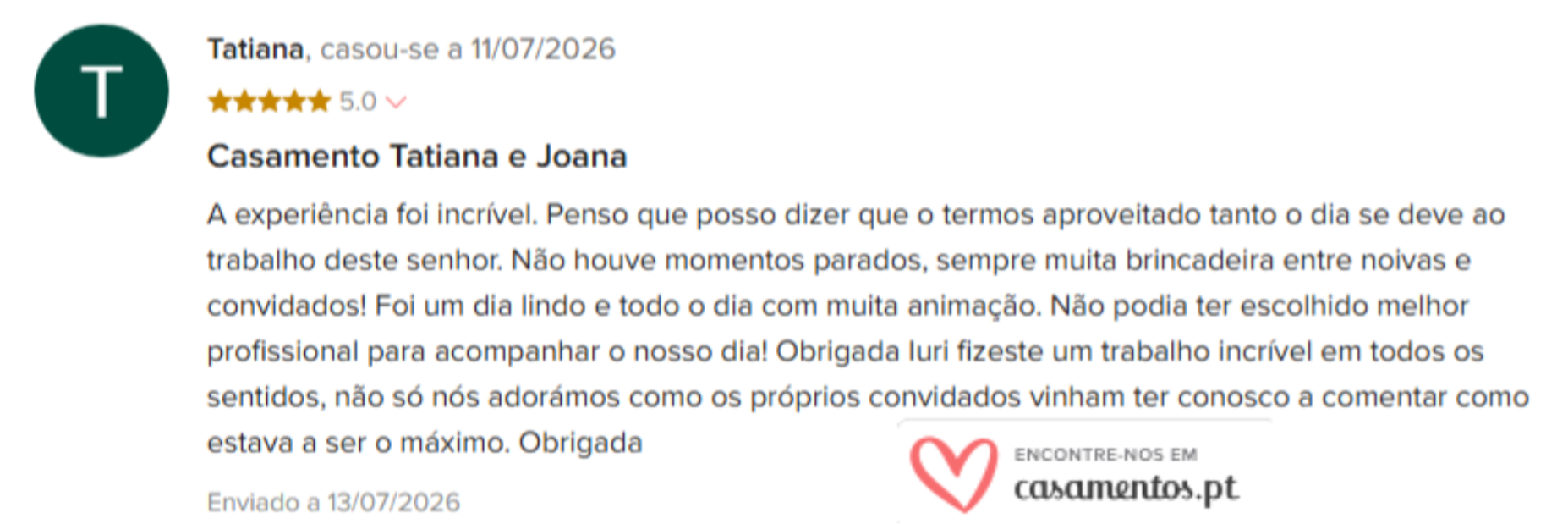 Avaliação Casamentos.pt